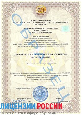 Образец сертификата соответствия аудитора №ST.RU.EXP.00006191-3 Воскресенск Сертификат ISO 50001